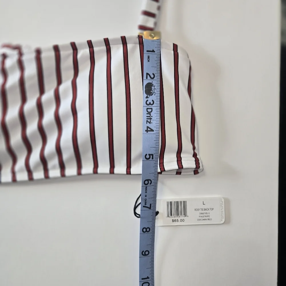 We WoreWhat Rosy Tie-Back Pinstripe Bikini Top Size: L Orange Red
